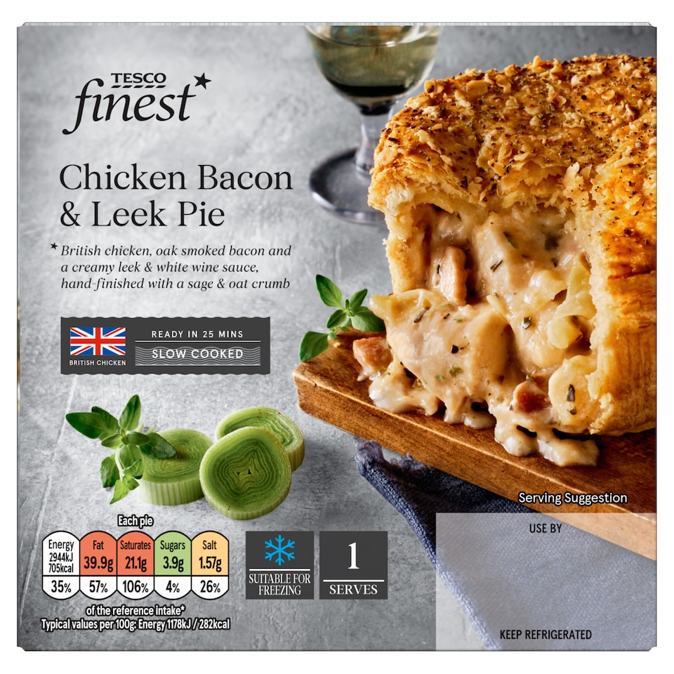 Tesco Finest Chicken, Bacon & Leek Pie 250g