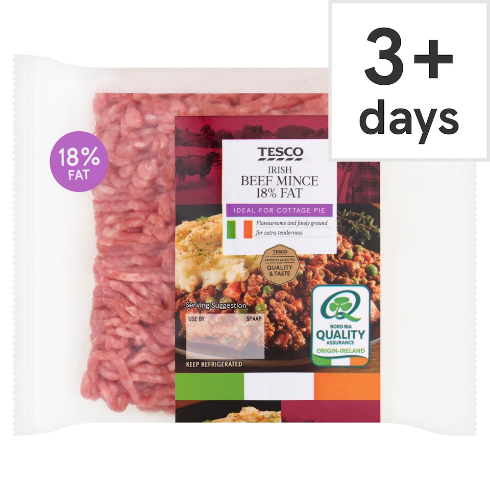Tesco Irish Beef Mince 18% Fat 250g