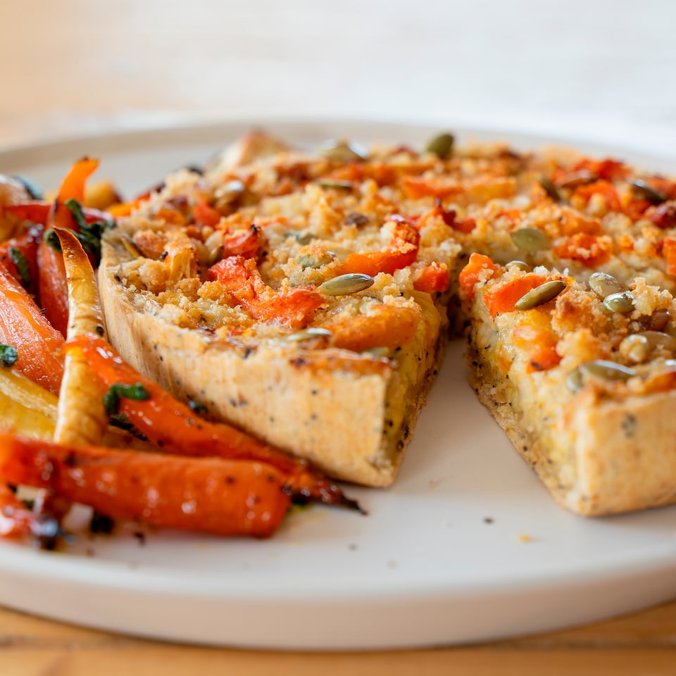 image 1 of Higgidy Cheddar & Hot Maple Roasted Winter Veg Quiche 400g