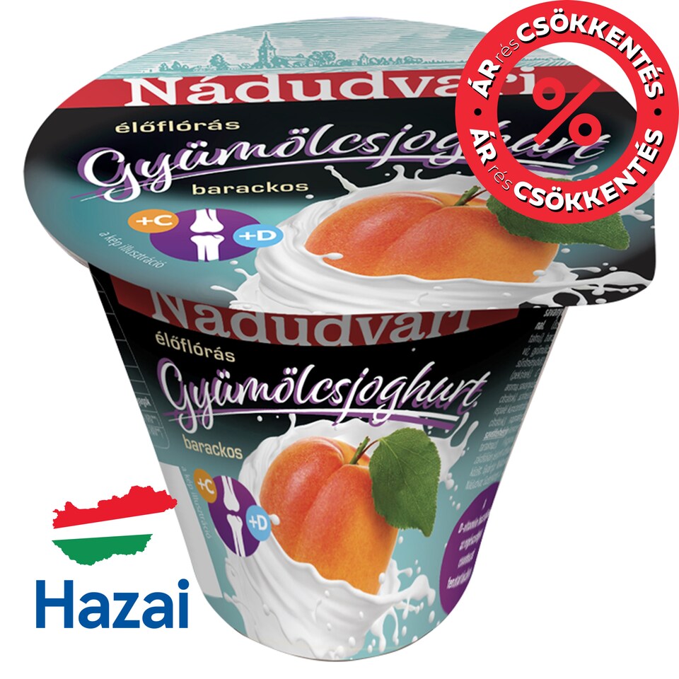 Nádudvari élőflórás, barackos, zsírszegény gyümölcsjoghurt 125 g