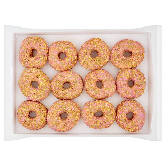 Tesco 12 Pink Ring Doughnuts Tesco Groceries