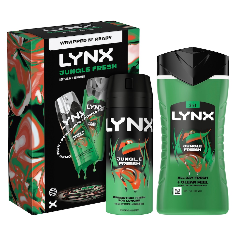image 1 of Lynx Jungle Fresh Bodyspray & Bodywash Gift Set