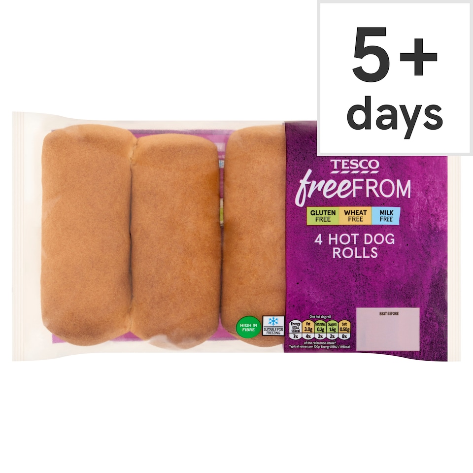 Tesco Free From Hot Dog Rolls 4 pack
