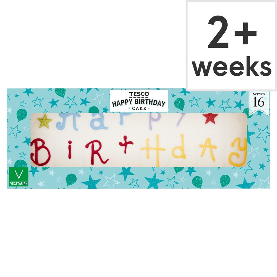 Tesco Happy Birthday Cake - Vanilla with Raspberry Jam