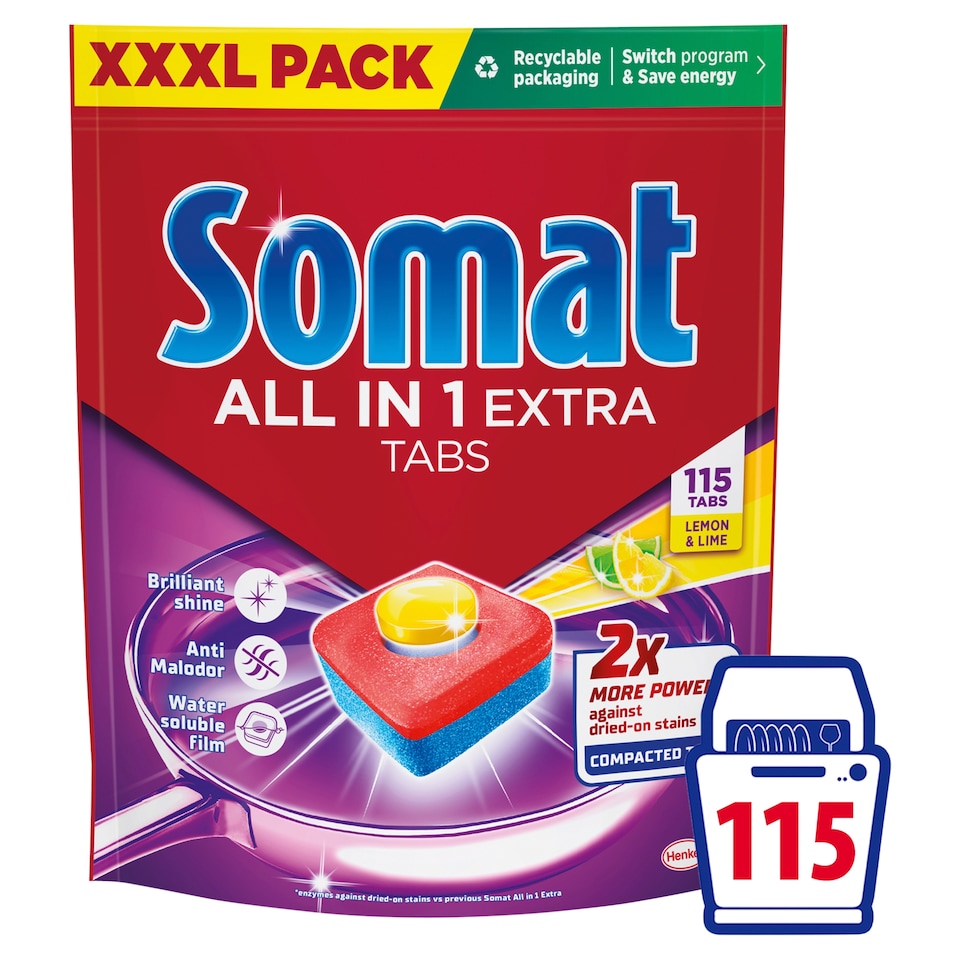 Somat All in 1 Extra Lemon & Lime tablety do umývačky riadu 115 ks 1725 g