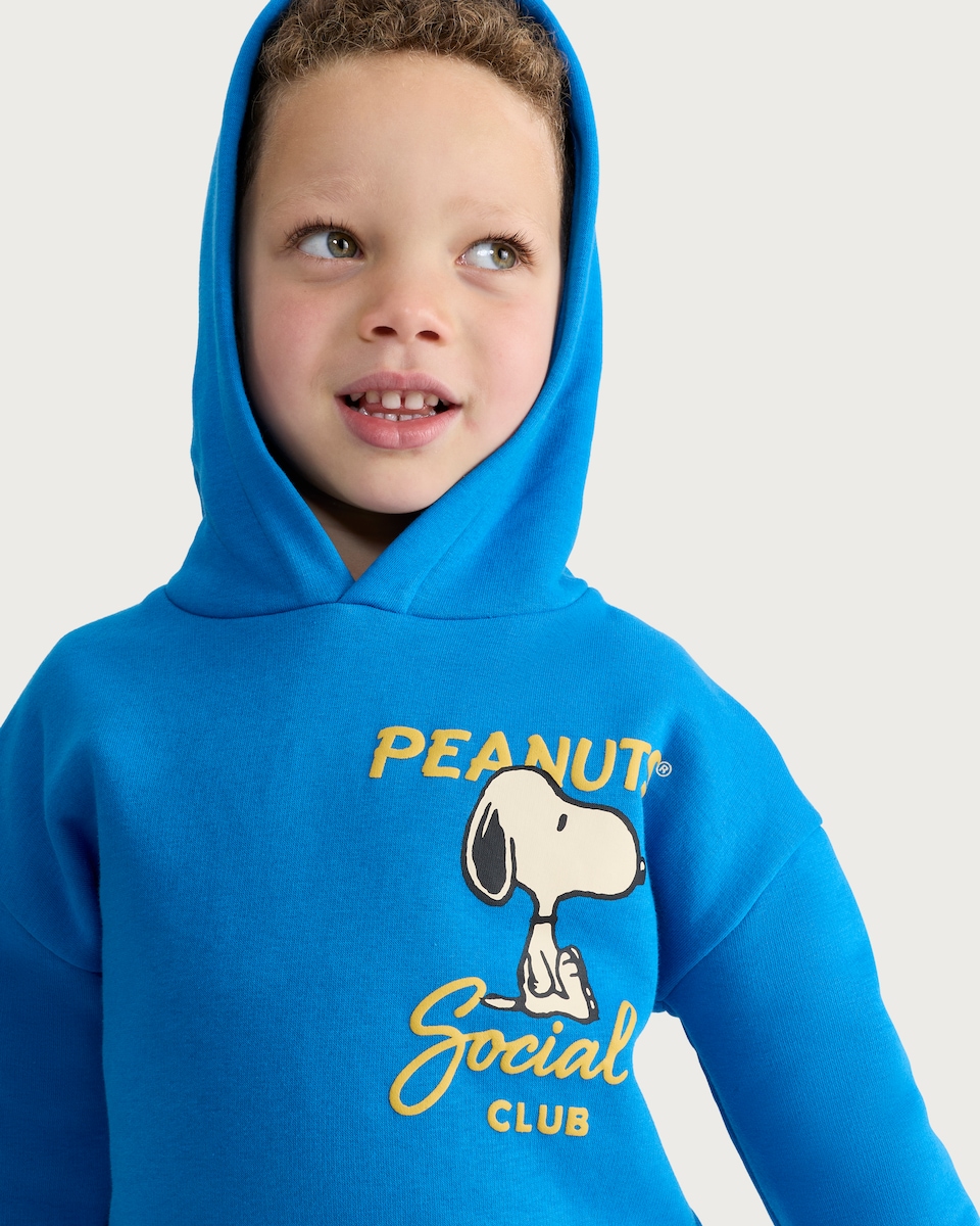 image 1 of Peanuts Snoopy Cotton Rich Social Club Hoodie in Blue