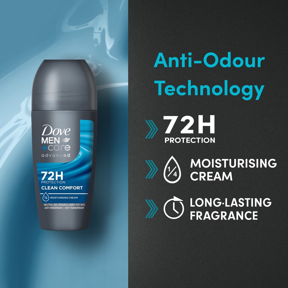 image 1 of Dove Men+Care Clean Comfort 72h Roll-On Antiperspirant Deodorant 50ml