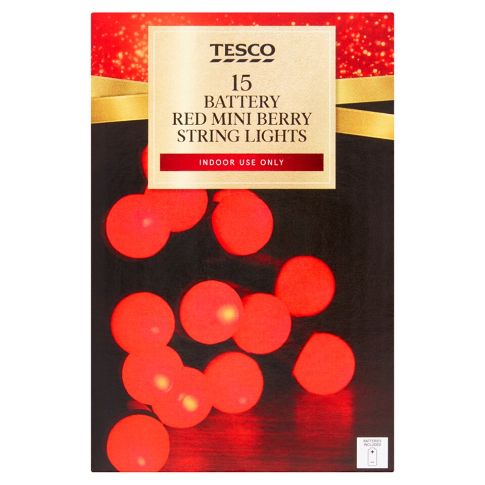 Tesco 15 Battery Red Mini Berry Lights