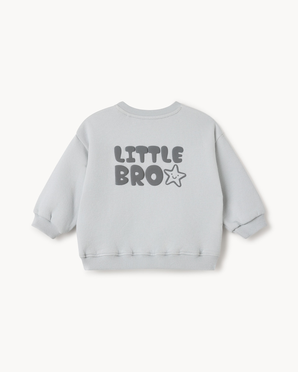 image 1 of F&F Baby 2-Piece Cotton Rich Little Bro Sweatshirt & Trouser Set in Grey