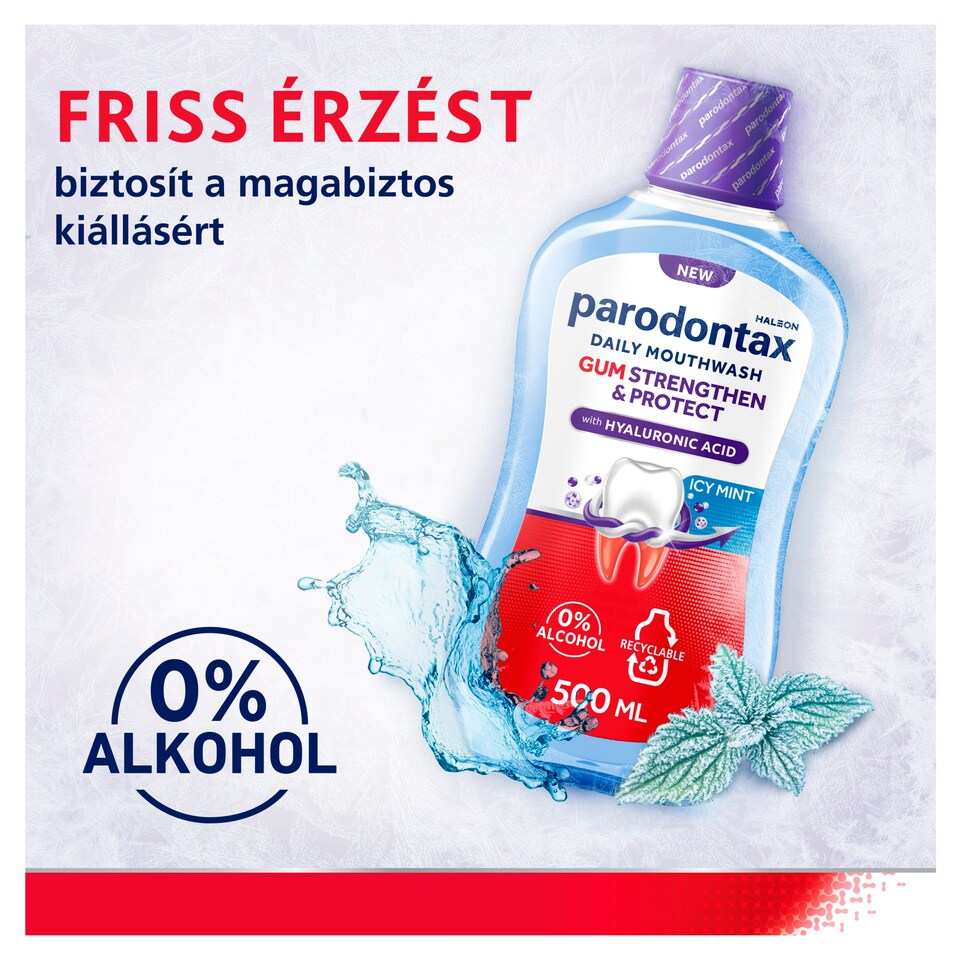 Parodontax Gum Strengthen & Protect Icy Mint alkoholmentes fluoridos szájvíz 500 ml   1. kép