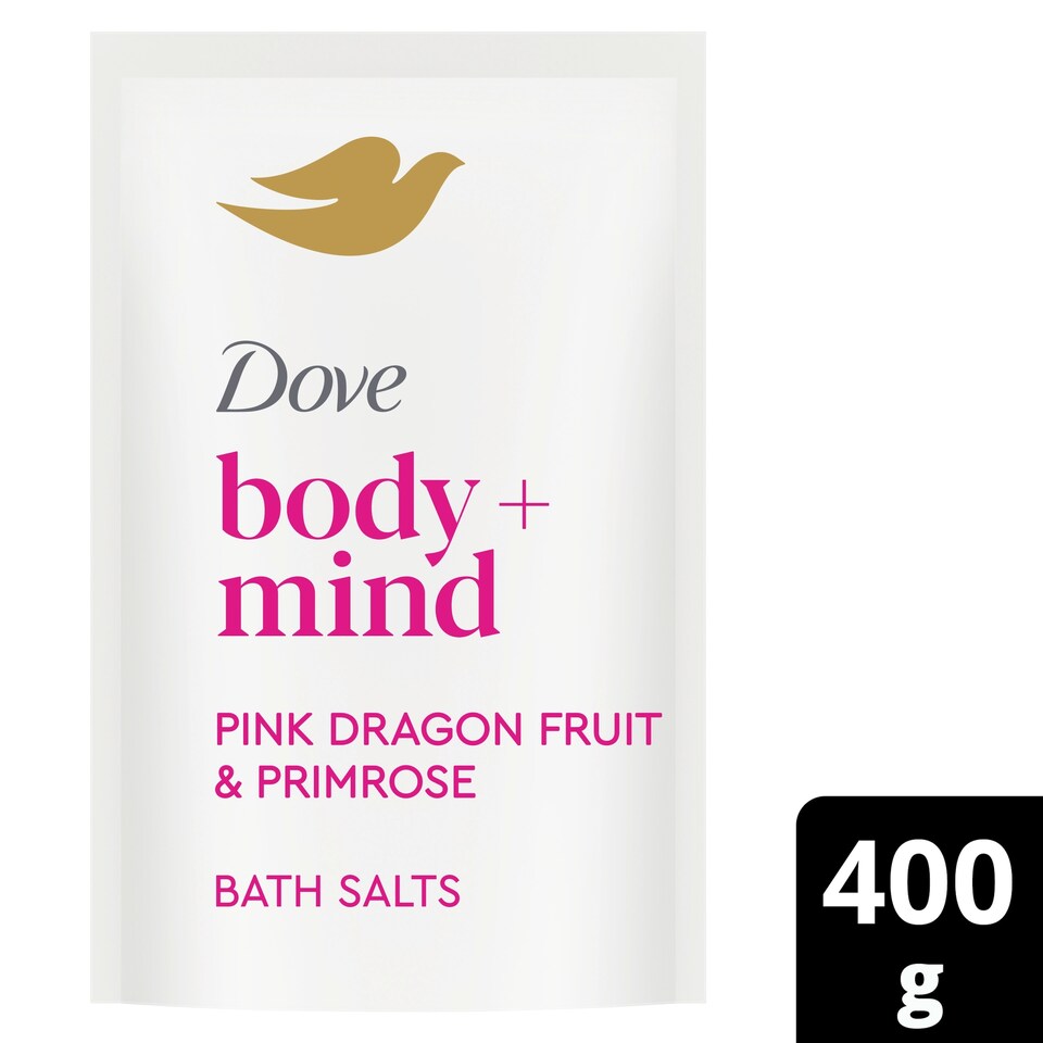 image 1 of Dove Body + Mind Pink Dragonfruit & Primrose Bath Salts 400g