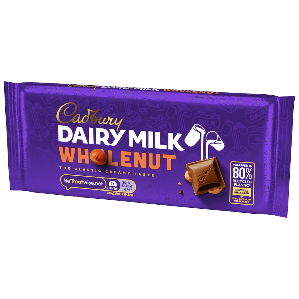 image 1 of Cadbury Dairy Milk Wholenut Chocolate Bar 120g