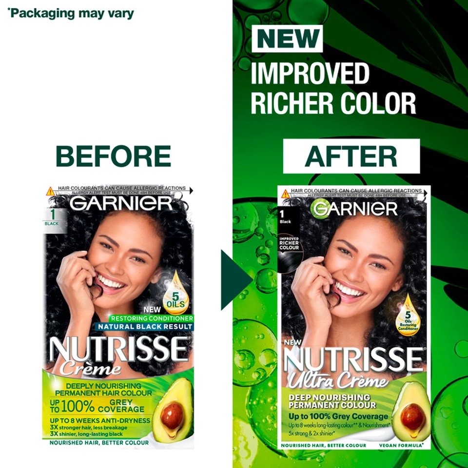 image 1 of Garnier Nutrisse Creme Permanent Hair Colour - Black