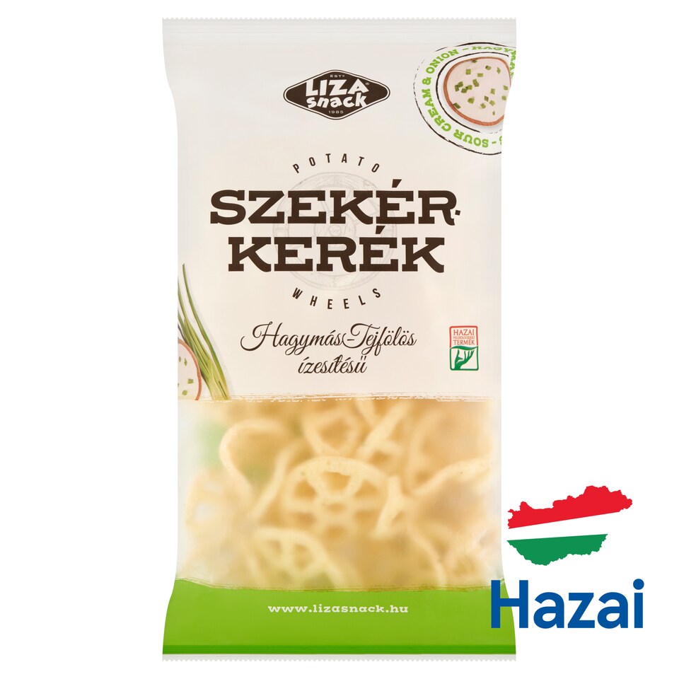 Liza Snack Szekérkerék hagymás-tejfölös ízesítésű burgonyasnack 40 g