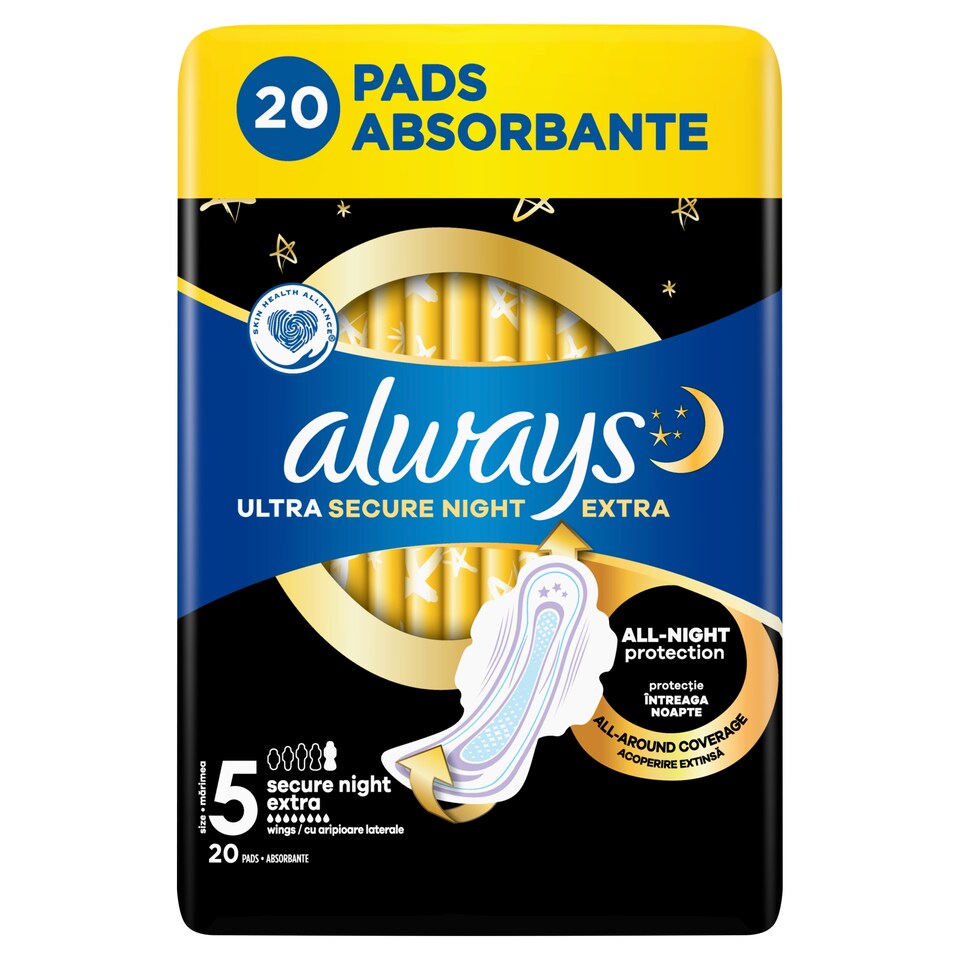 obrázok 1 z Always Ultra Hygienické Vložky Secure Night Extra (veľkosť 5) S Krídelkami 20Ks