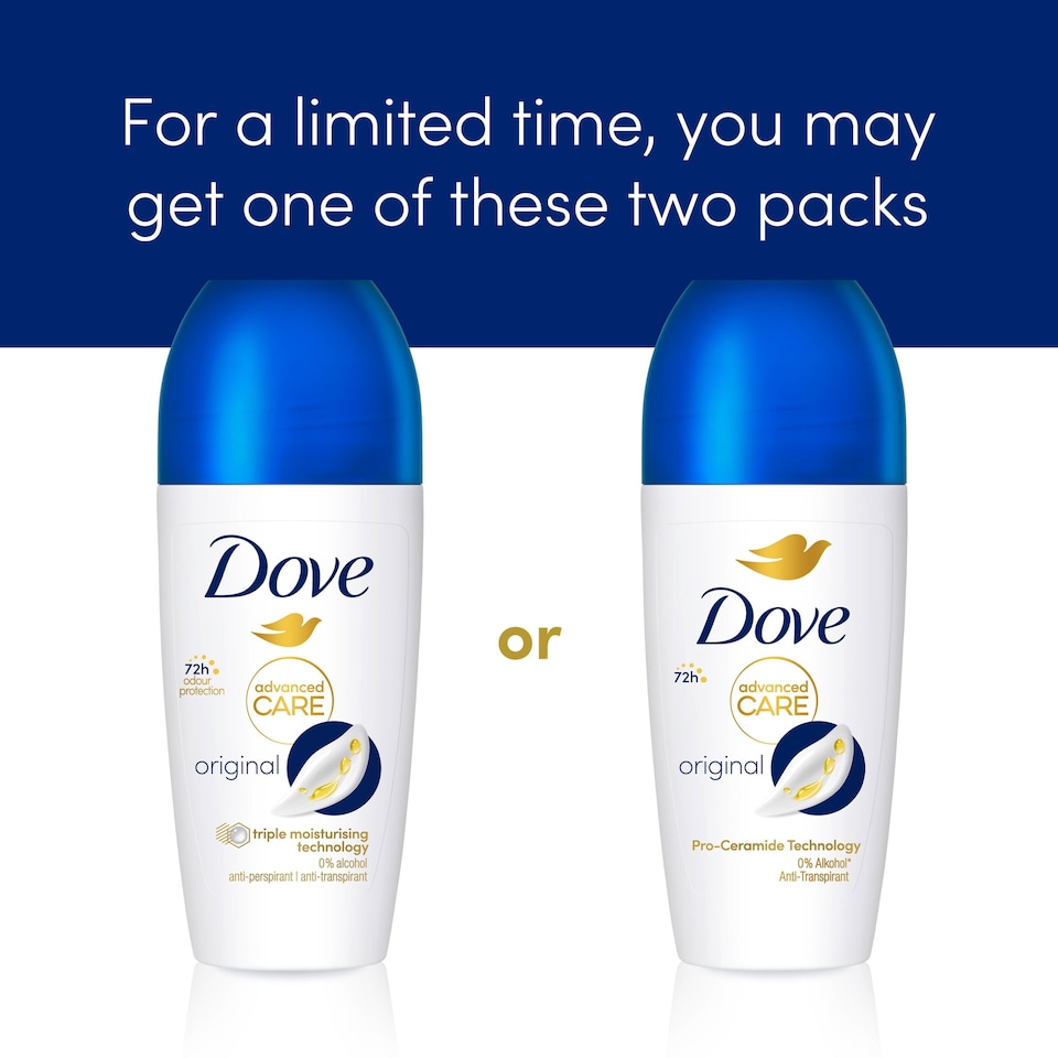 image 1 of Dove Advanced Care Original 72h Roll-On Antiperspirant Deodorant 50ml