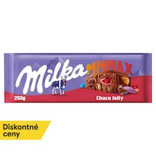 Milka Choco Jelly mliečna čokoláda z alpského mlieka so želé, dražé a praskajúcimi guličkami 250 g