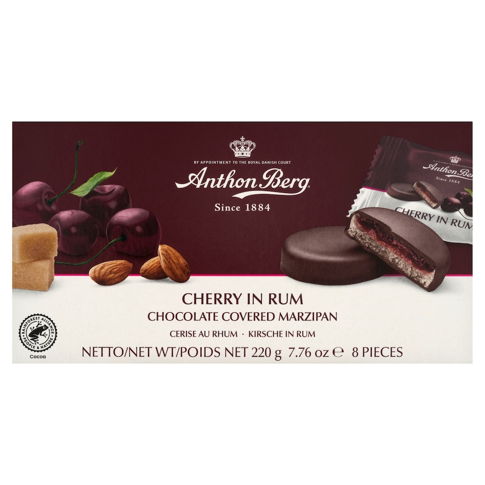 Anthon Berg csokoládé marcipánnal és rumban lévő cseresznyével töltve 8 db 220 g  1. kép