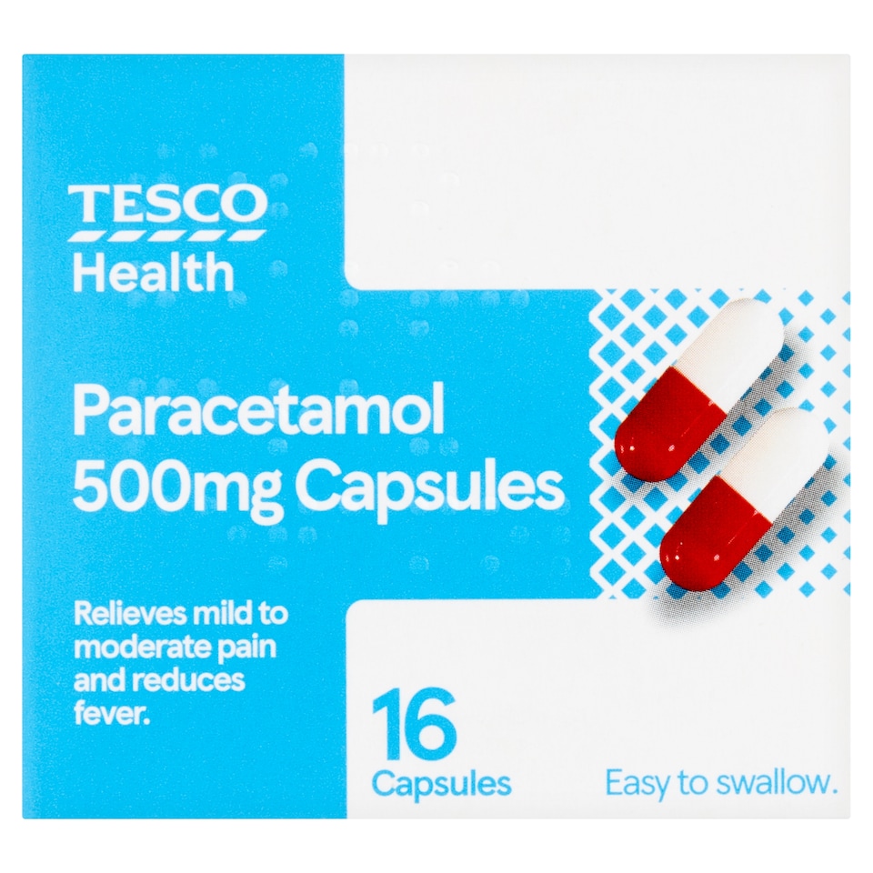 Tesco Health Paracetamol Capsules 500mg 16s