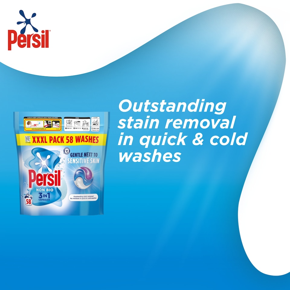 image 1 of Persil Non Bio Capsules 58 Washes 1223g