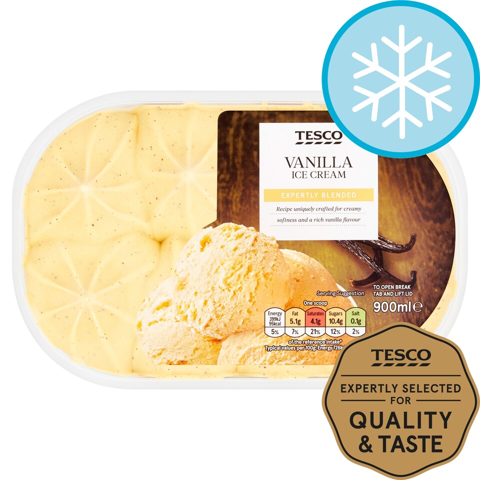 image 1 of Tesco Vanilla Ice Cream 900Ml