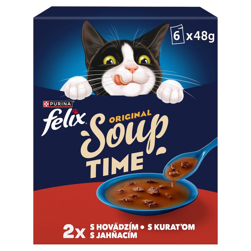 image 1 of Felix Soup Soups for Cats Beef, Chicken, Lamb 6 x 48 g