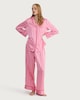 image 1 of F&F Satin Stripe Print Shirt and Trousers Pyjamas in Multi Pink