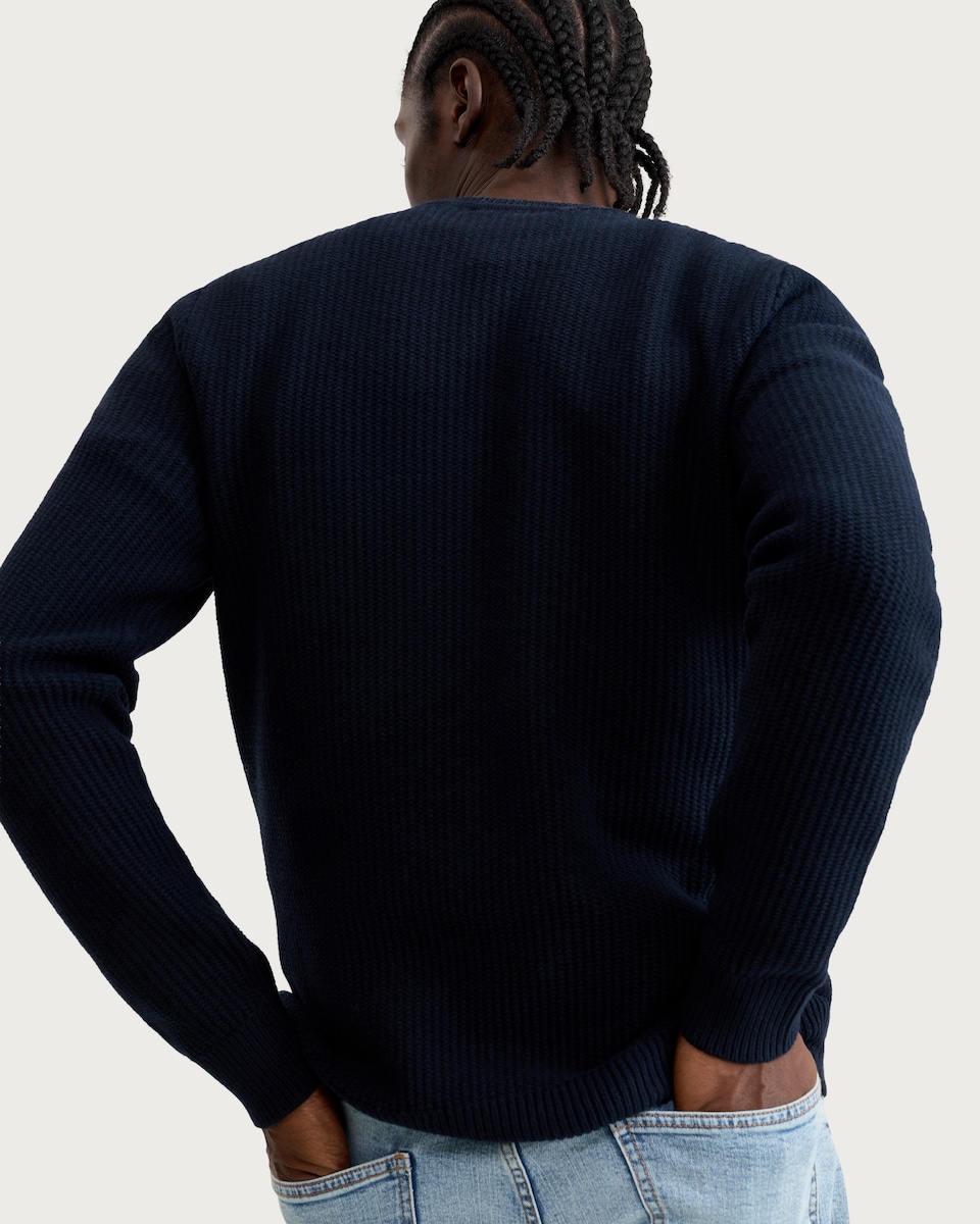 image 1 of F&F Knitted Ribbed Crew Neck Jumper in Navy
