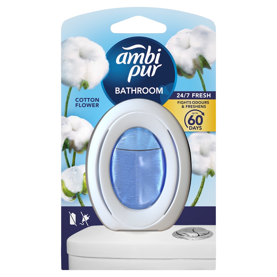 image 1 of Ambi Pur Bathroom, Continuous Air Freshener Odour Elimination & Prevention, Cotton Flower 1 Count