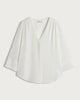 image 4 of F&F V Neck Button Cuff Blouse in White