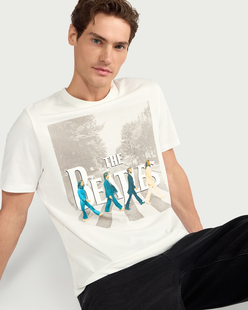image 1 of The Beatles Pure Cotton Abbey Road T-Shirt in White