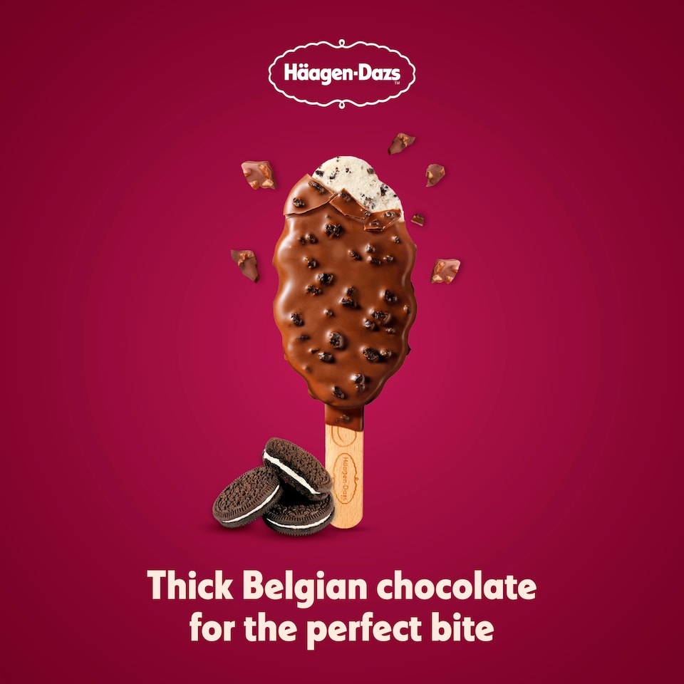 image 1 of Haagen-Dazs Crunchy Cookies and Cream Ice Cream Stick 3x80ml