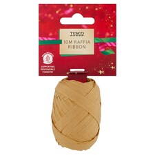 Tesco Gold Raffia Ribbon 10M