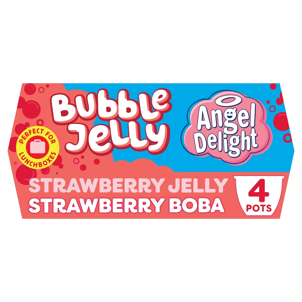 image 1 of Angel Delight Strawberry Jelly & Strawberry Bobba Bubble 4x130g