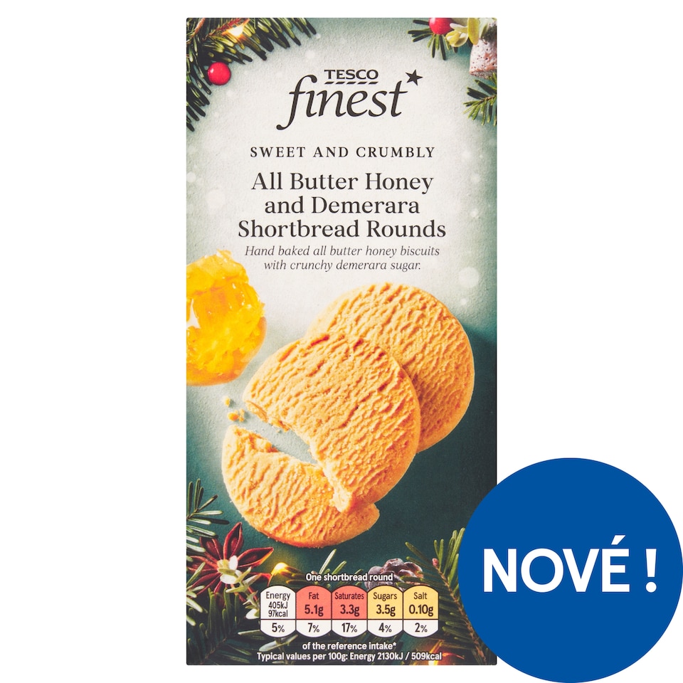 Tesco Finest Máslové sušenky s cukrem demerara a medem 150g