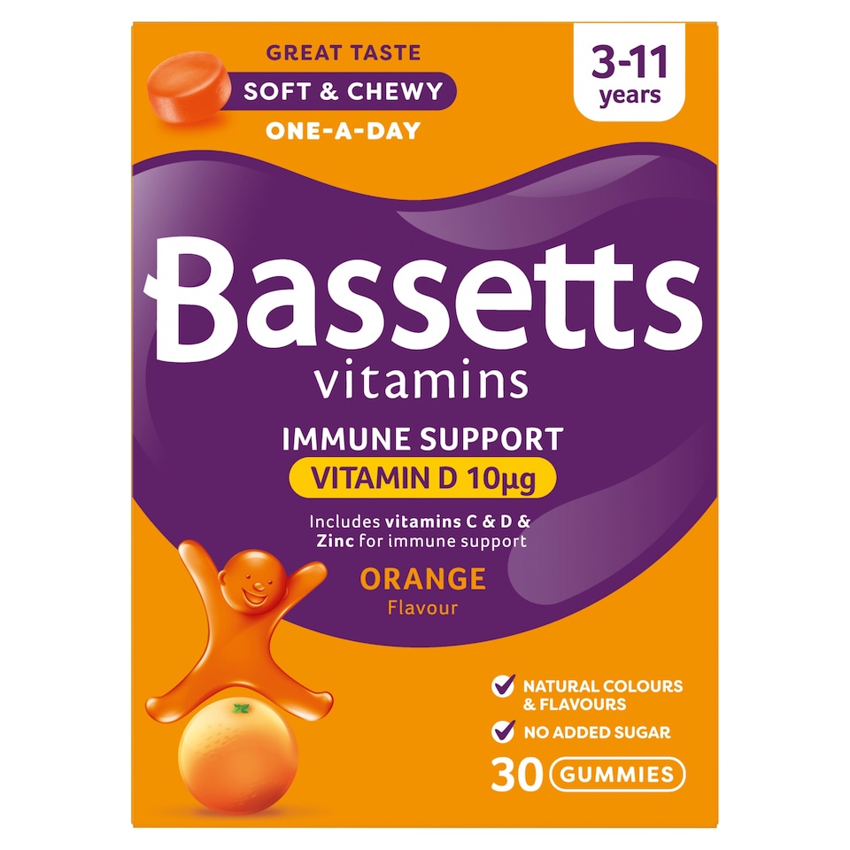 Bassetts Vitamins Immune Support Orange Flavour 3-11 Years 30 Gummies