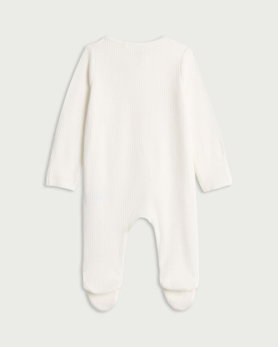 image 1 of F&F Baby Cotton Rich My First Easter Long Sleeved Sleepsuit in White