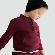 F&F Boys Cotton Rich Pocket Front Half Zip Sweatshirt in Purple