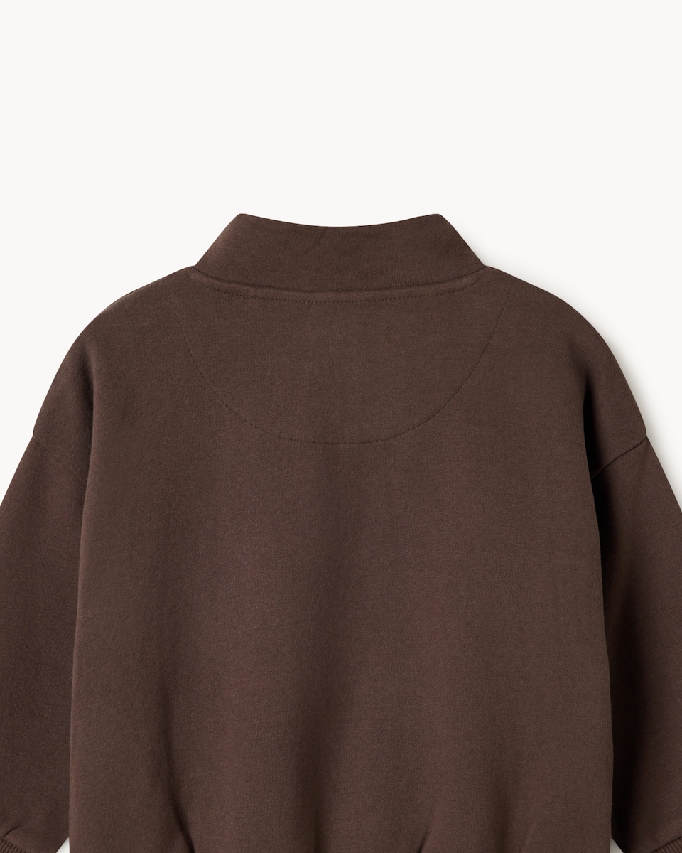 image 1 of F&F Boys Cotton Rich Half Zip Sweatshirt in Brown