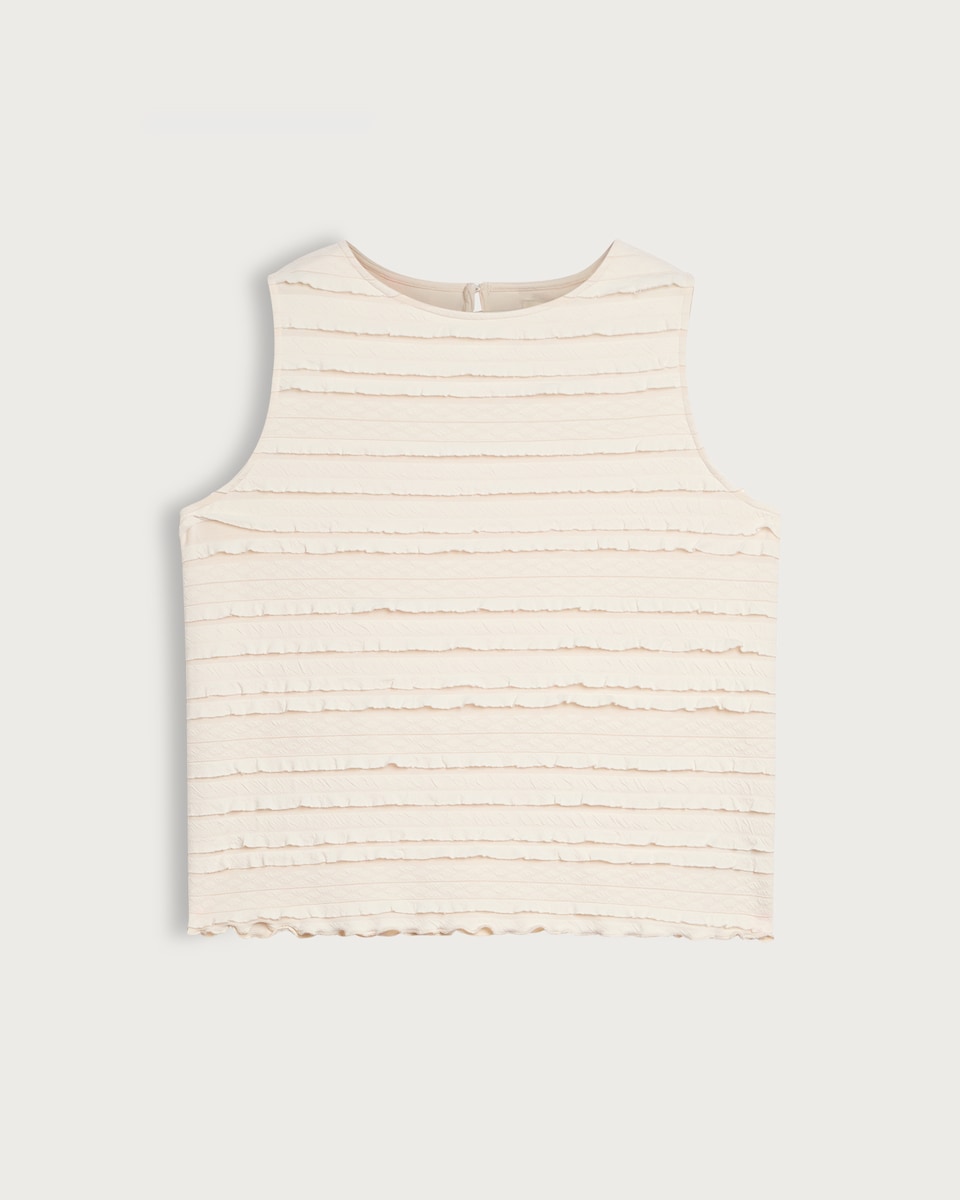 image 1 of F&F Textured Frill Detail Sleeveless Top in Cream