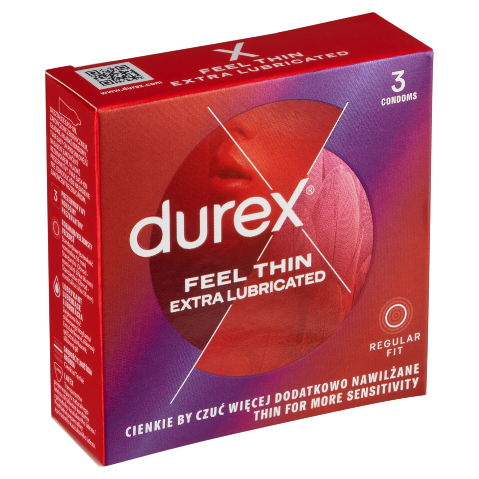 Obrázek 1 pro produkt Durex Feel Thin Extra Lubricated Regular Fit kondomy 3 ks