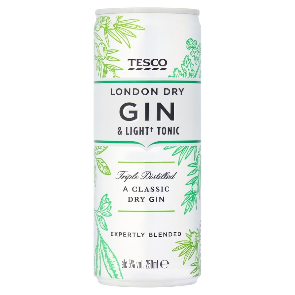 Tesco Gin & Low Calorie Tonic 250Ml