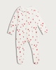 image 1 of F&F Baby Cotton Rich Ribbed Heart Print Long Sleeved Sleepsuit in Red