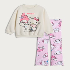 Hello Kitty 2-Pack Cotton Rich Sweatshirt and Flared Leggings Set in Cream