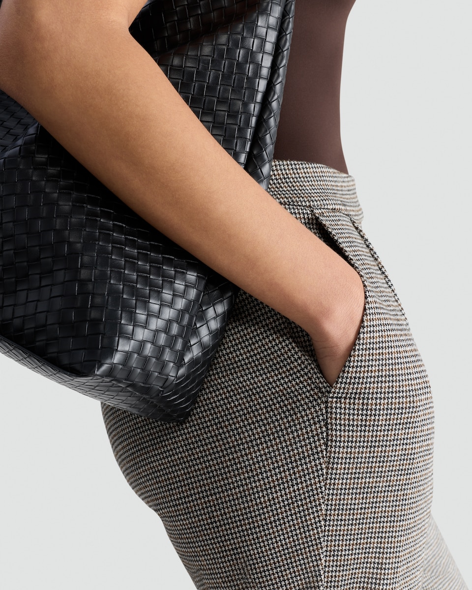 image 1 of F&F Houndstooth Print Tapered Trousers in Beige