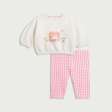 F&F Baby 2-Piece Cotton Rich Sweatshirt and Legging Set in Multi