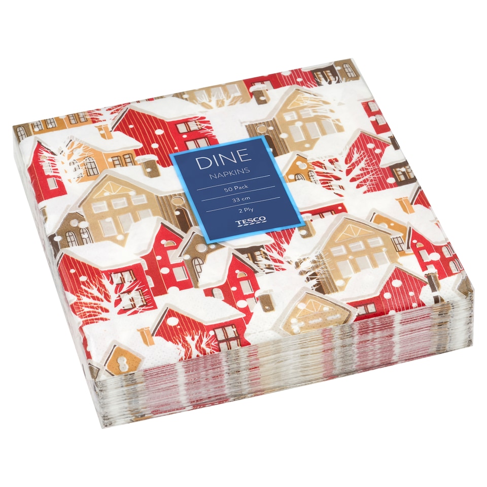 image 1 of Tesco Dine Winter Mix Napkins 2 Ply 33 cm x 33 cm 50 pcs