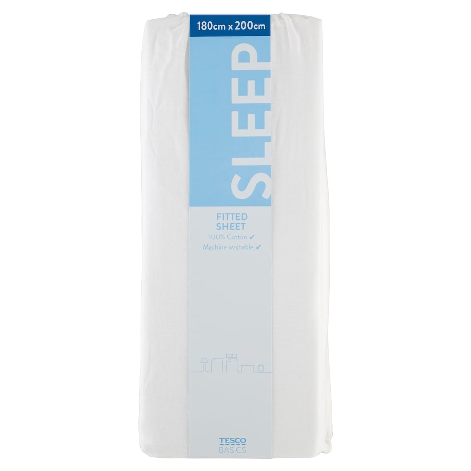 Tesco Basics fehér gumis lepedő 180 cm x 200 cm