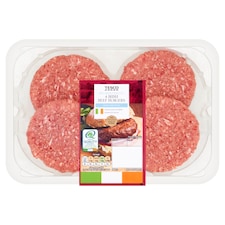 Tesco Irish 50% Reduced Fat Beef Burgers 454G