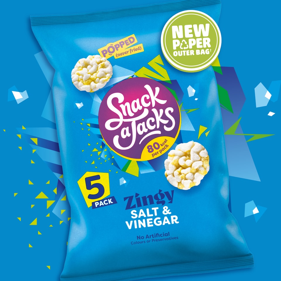 image 1 of Snack a Jacks Salt & Vinegar Rice Cakes Multipack Snacks 5x19g